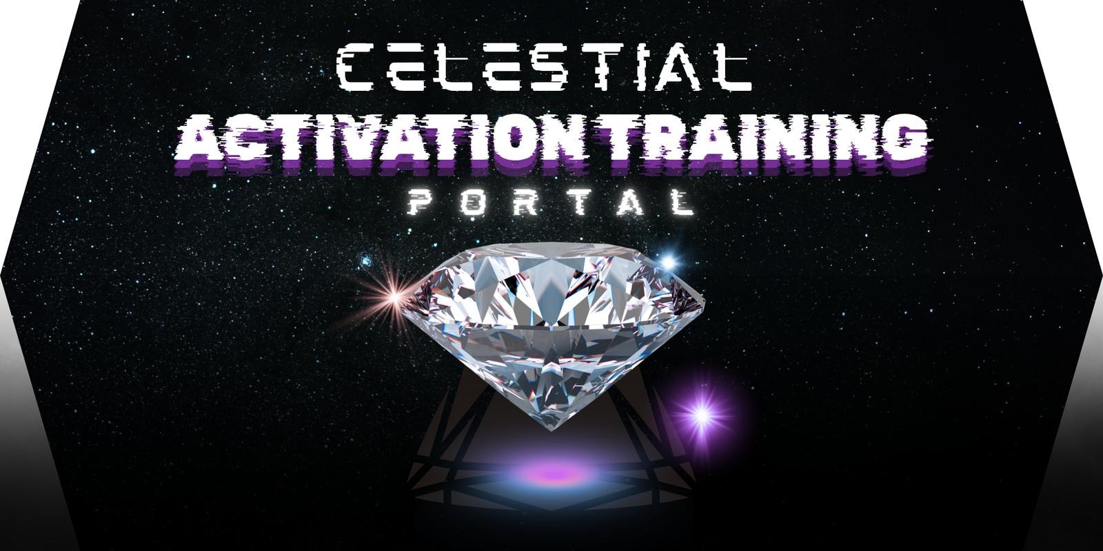 Promotional graphic for 'Celestial Activation Training Portal' with a diamond and starry background.