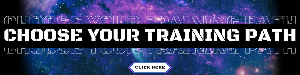Promotional banner with text 'Choose Your Training Path' against a cosmic background